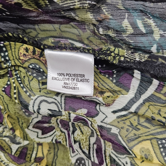 Y2K Paisley Mesh Peasant Top Whimsigoth Sheer XS Coquette Fairy Goth Artsy Boho - Picture 11 of 14